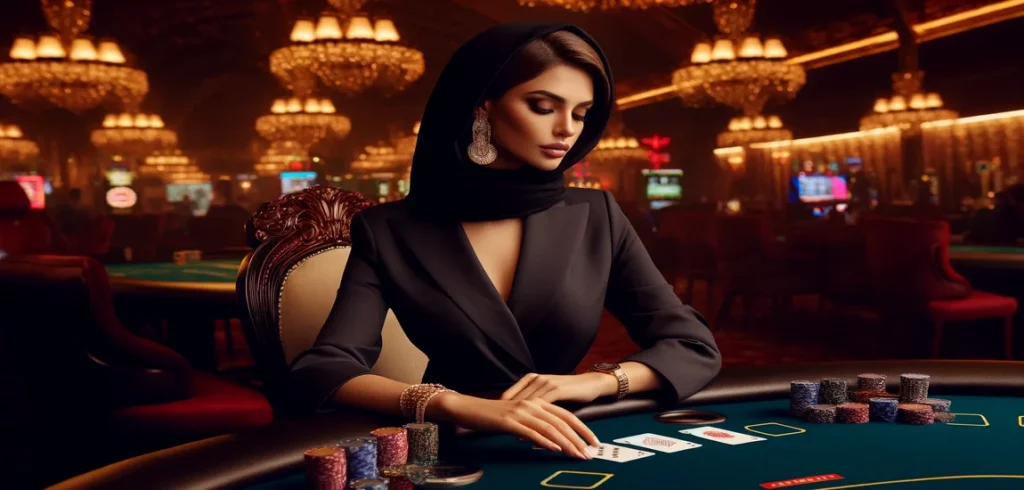 a woman playing in a casino